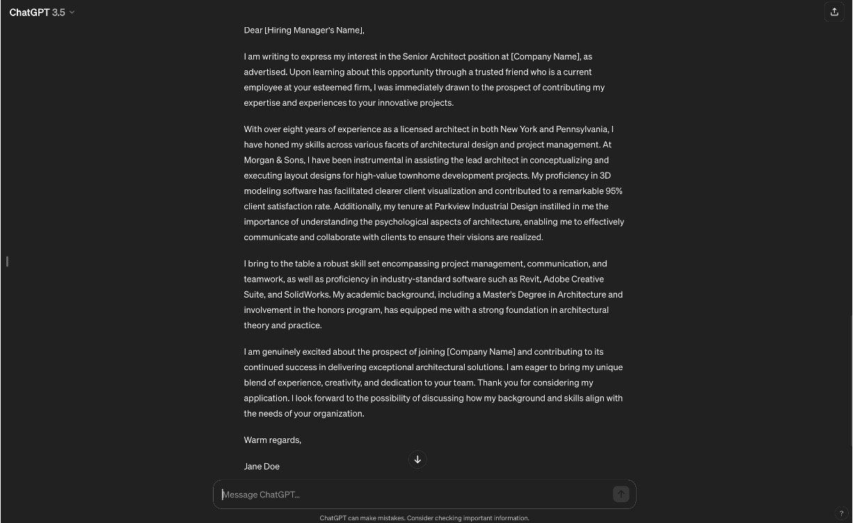 How to use ChatGPT to write a cover letter 3